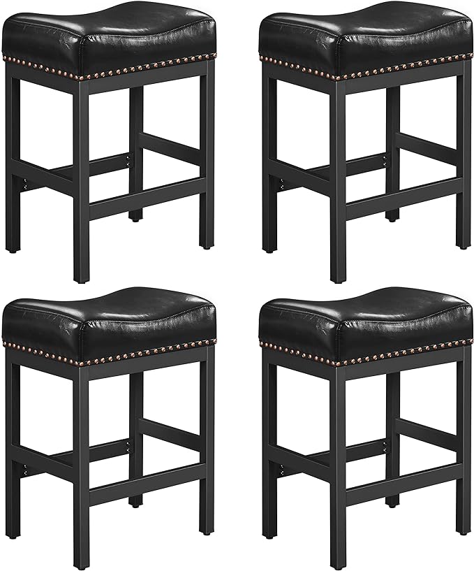 Bar Stools Set of 2 Counter Height Bar Stools Leather Saddle Stool Kitchen Stools