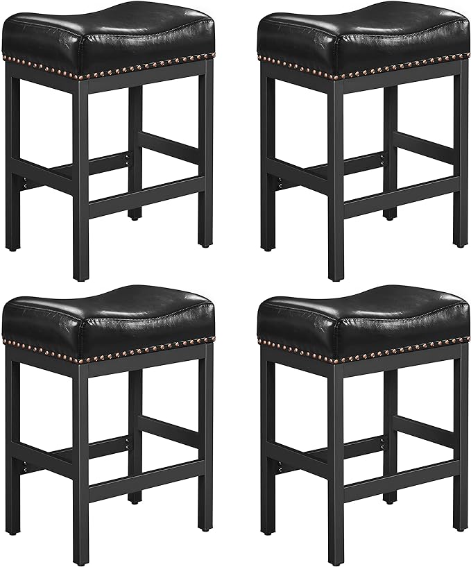 Bar Stools Set of 2 Counter Height Bar Stools Leather Saddle Stool Kitchen Stools