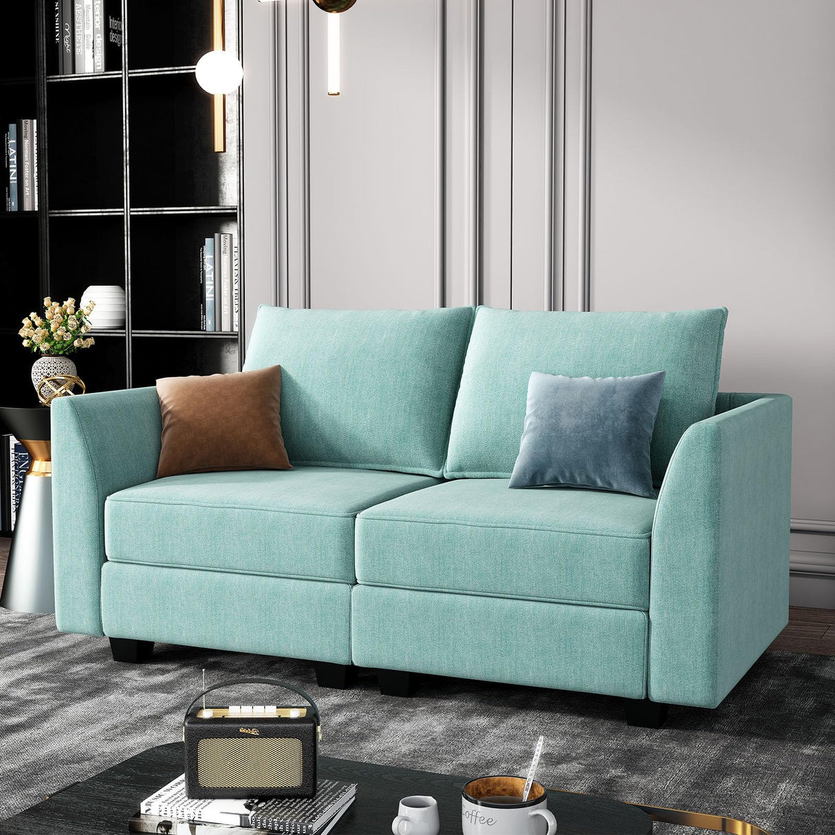 Fabric Loveseat Modern 2 Seater Couch Modular Love Seat Sofa for Small Apartment