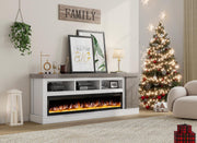 75" Fireplace TV Stand with 60" Glass Electric Fireplace