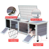 Rabbit Hutch Bunny Cage with Double House and Run Indoor Outdoor Guinea Pig House