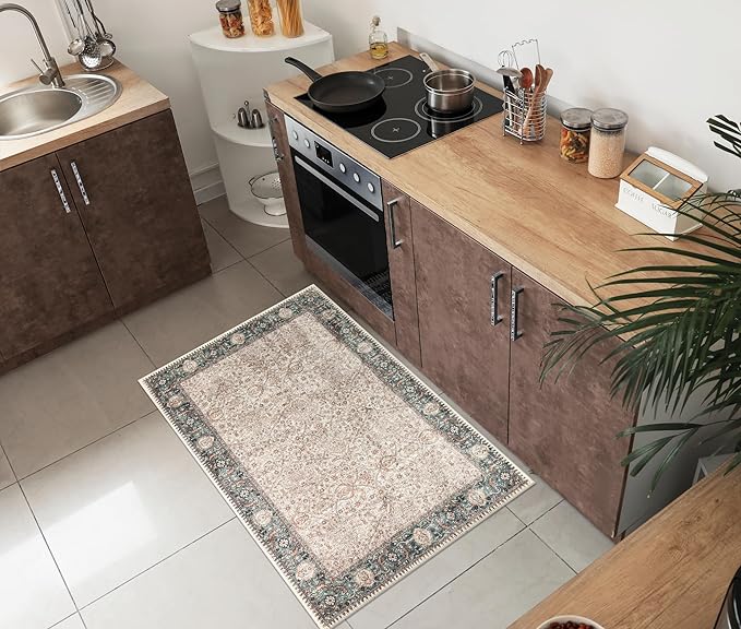 Machine Washable Area Rugs with Non-Slip Backing, Ideal for Hallway, Living Room