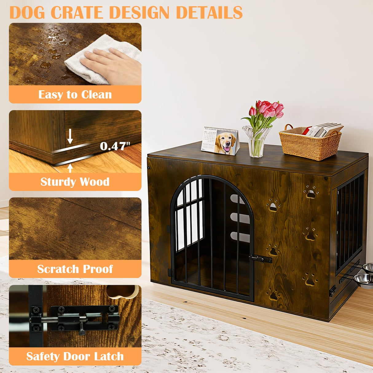 Heavy Duty Dog Crate Furniture for Small to Medium Dogs