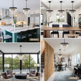 12" Black Crystal Ceiling Light and Chandelier