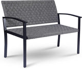 Outdoor Bench with High Back and Arms, Wood Bench Outdoor