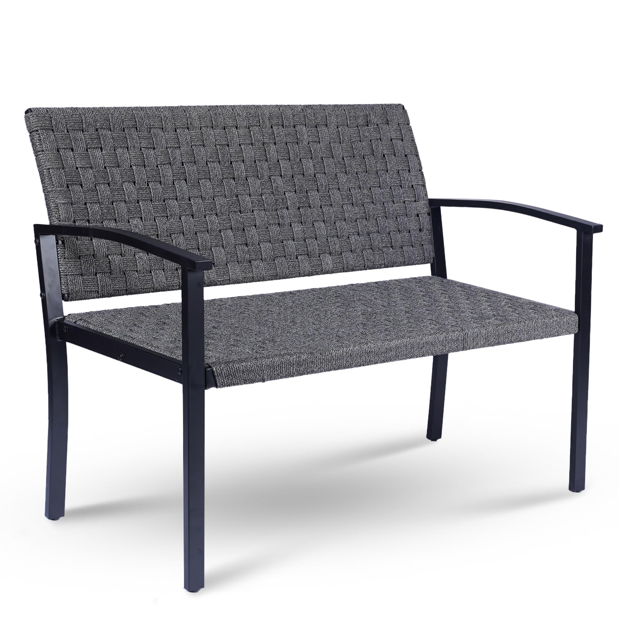 Outdoor Bench with High Back and Arms