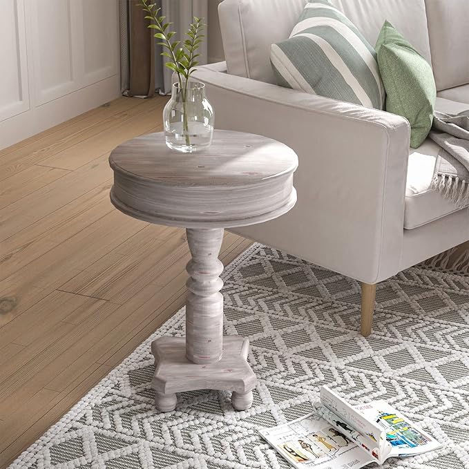 Rustic Nightstand, 2-Tier Farmhouse Bedside Table