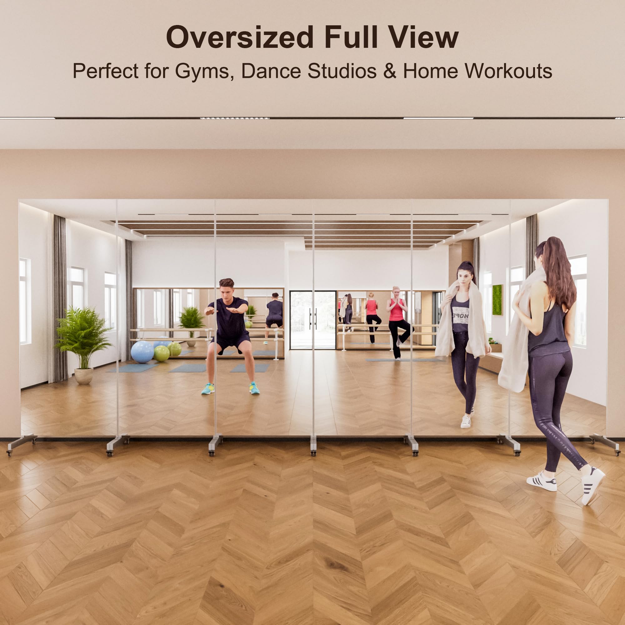 63"x20" Ultra-Light Mobile Floor Mirror with Shatterproof Film