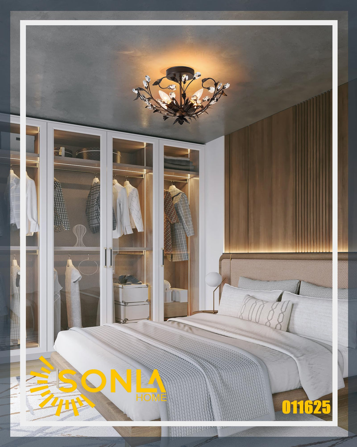 Vintage Crystal Ceiling Light Fixture - 4-Light Black Flush Mount