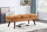 Amanda 54" Mid-Century Bench with Cushions and Solid Wood Tapered Legs,