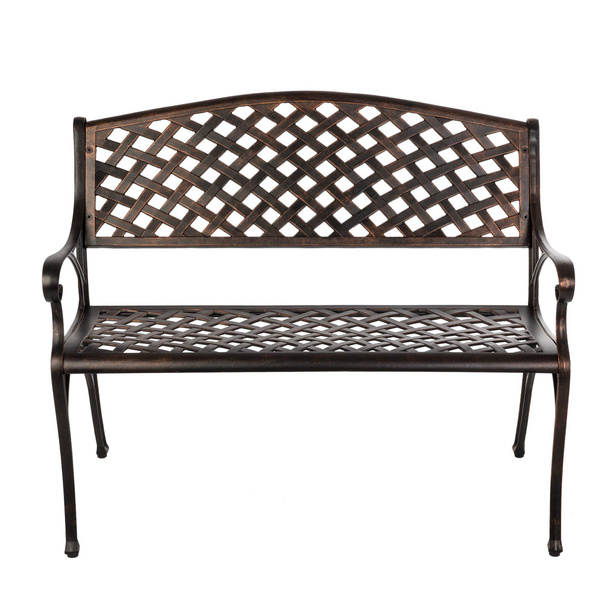 61491 Patio Bench Cast Aluminum Lightweight Sturdy Bench Perfect for Relaxing