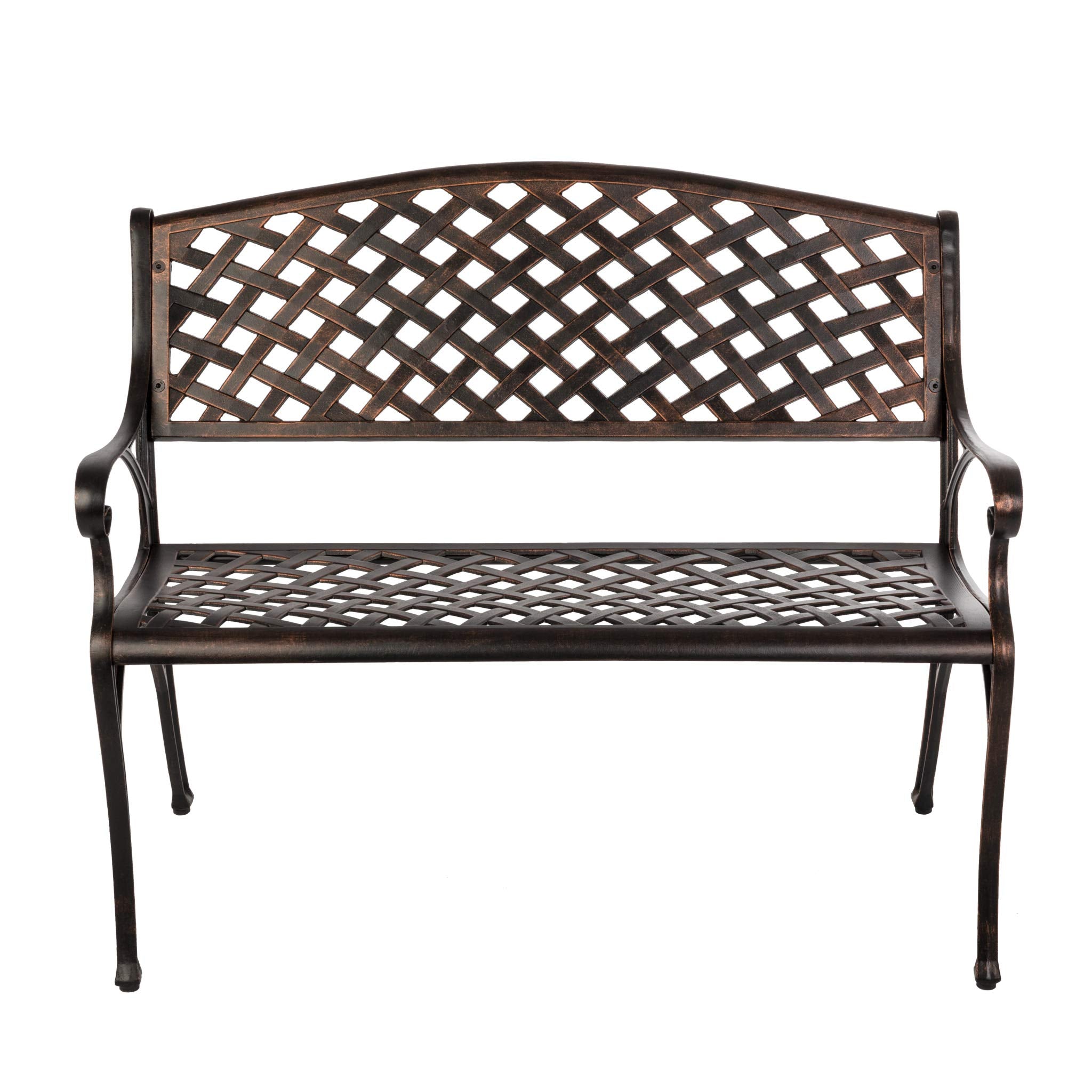 61491 Patio Bench Cast Aluminum Lightweight Sturdy Bench Perfect for Relaxing