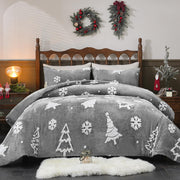 Christmas Tree Jacquard Queen Comforter Set - 3 Piece Winter Bedding