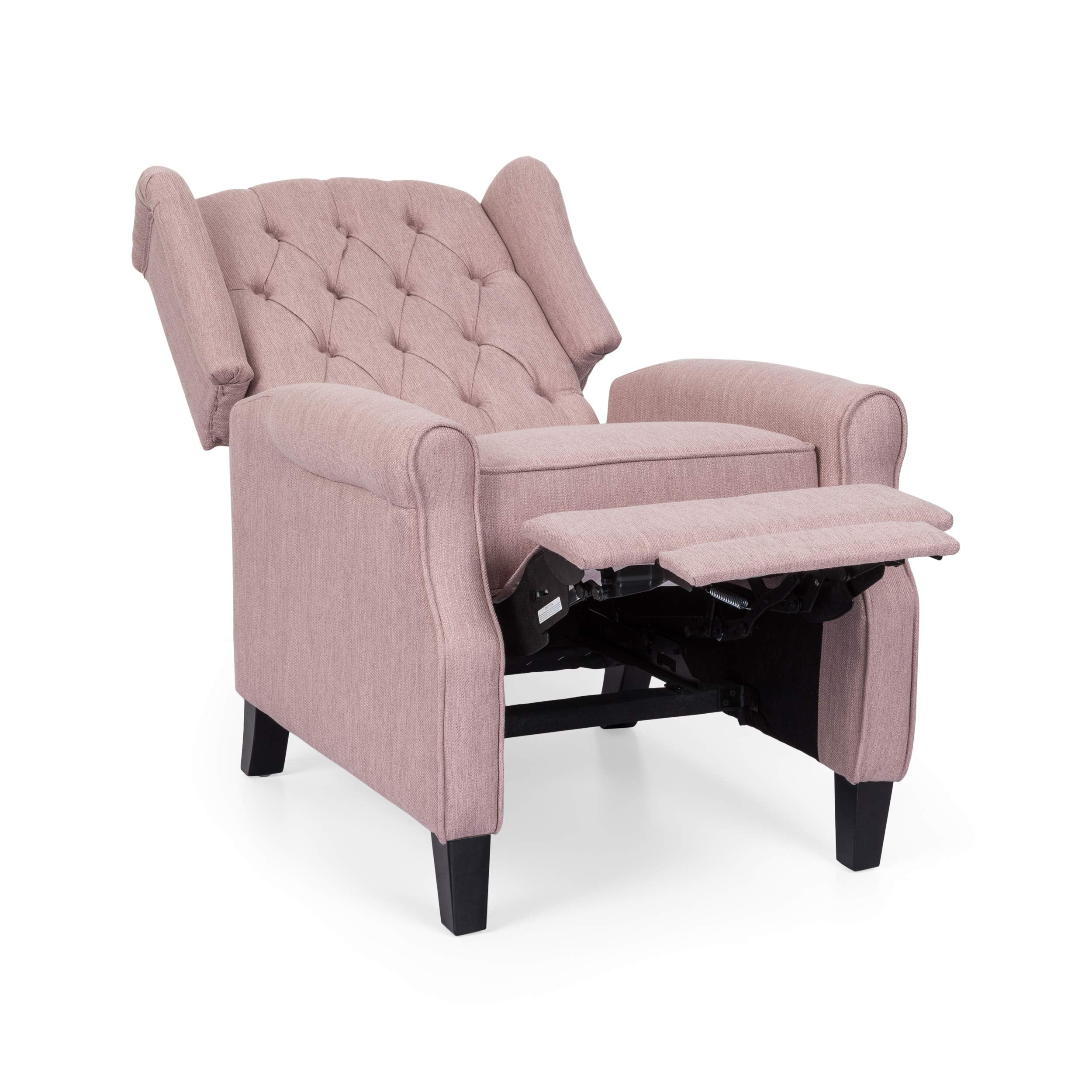 Sarah Fabric Recliner, Light Blush, Dark Brown