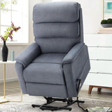 Motor Electric Power Recliner Lift Chair Linen Fabric Electric Recliner for Elderly, Heated Vibration Massage Sofa with Side Pockets & Remote Control, Gray-Blue