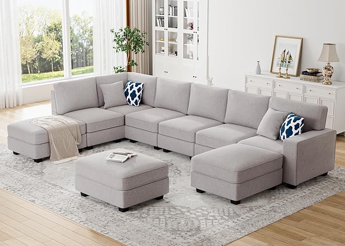 Modular Sectional Sofa U Shaped Sofa Couch with Ottoman Modern Reversible