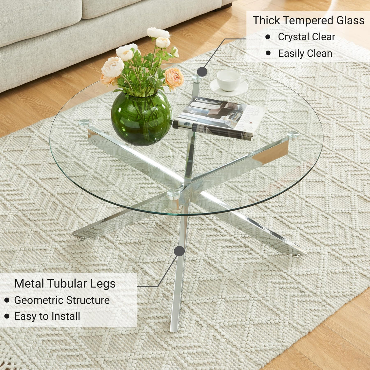 Coffee Tables for Living Room, Home Office, Modern & Simple Center Table