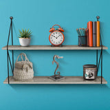Floating Shelf with Metal Brackets — Wall Mounted Rustic Wood Wall Storage
