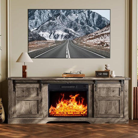 Fireplace TV Stand with 18” Electric Fireplace, 58” TV Console Stand