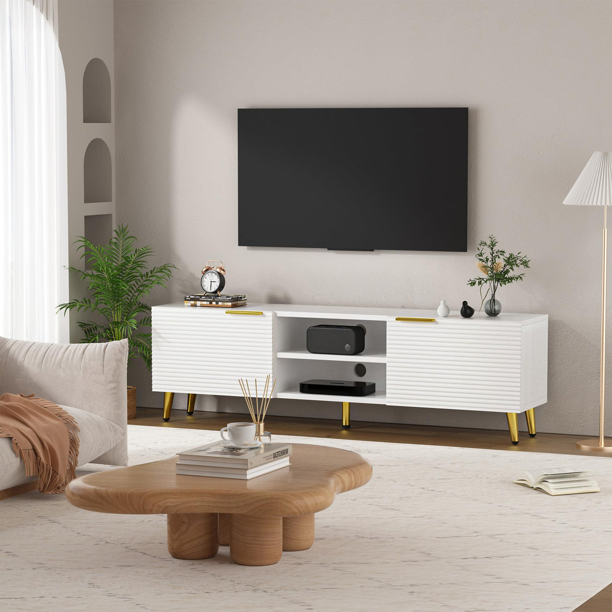 TV Stand for 65+ Inch TV, Modern TV Console for Living Room Bedroom