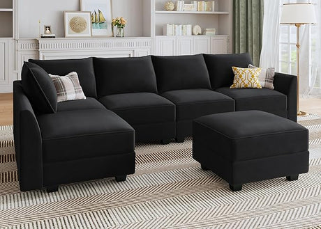 Modular Sectional Sofa Velvet U Shaped Couch with Storage Oversized Sectional Sofa