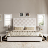 Queen Upholstered Bed Frame with Storage - 54" Tufted Headboard
