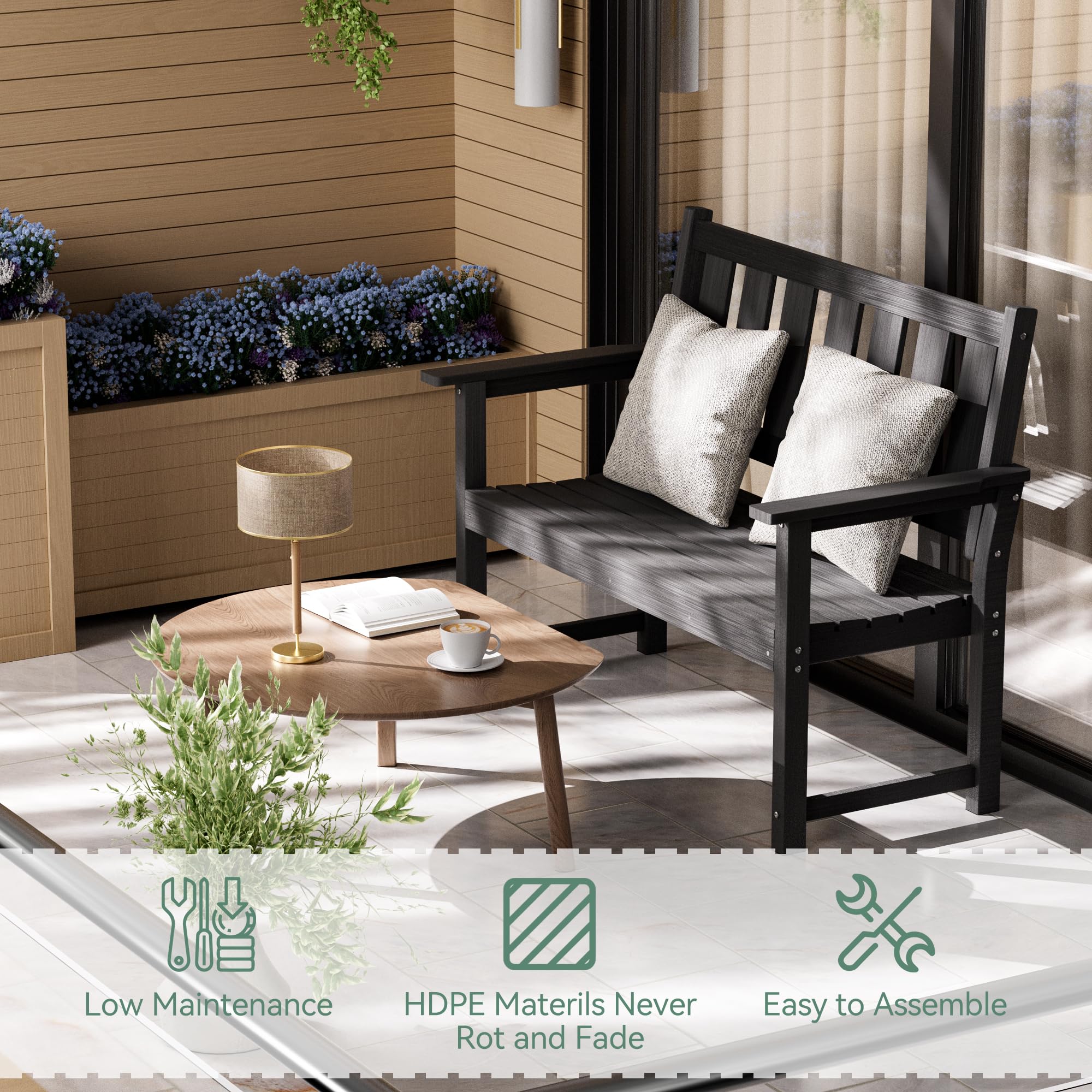 Memorial Bench – 50'' Weatherproof Durable Outdoor Bench