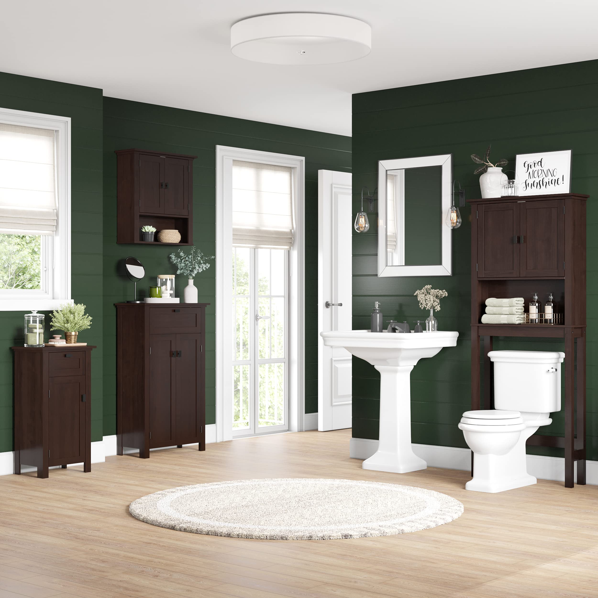 Hayward Two-Door Veneer Floor Cabinet, No Size, Dark Woodgrain