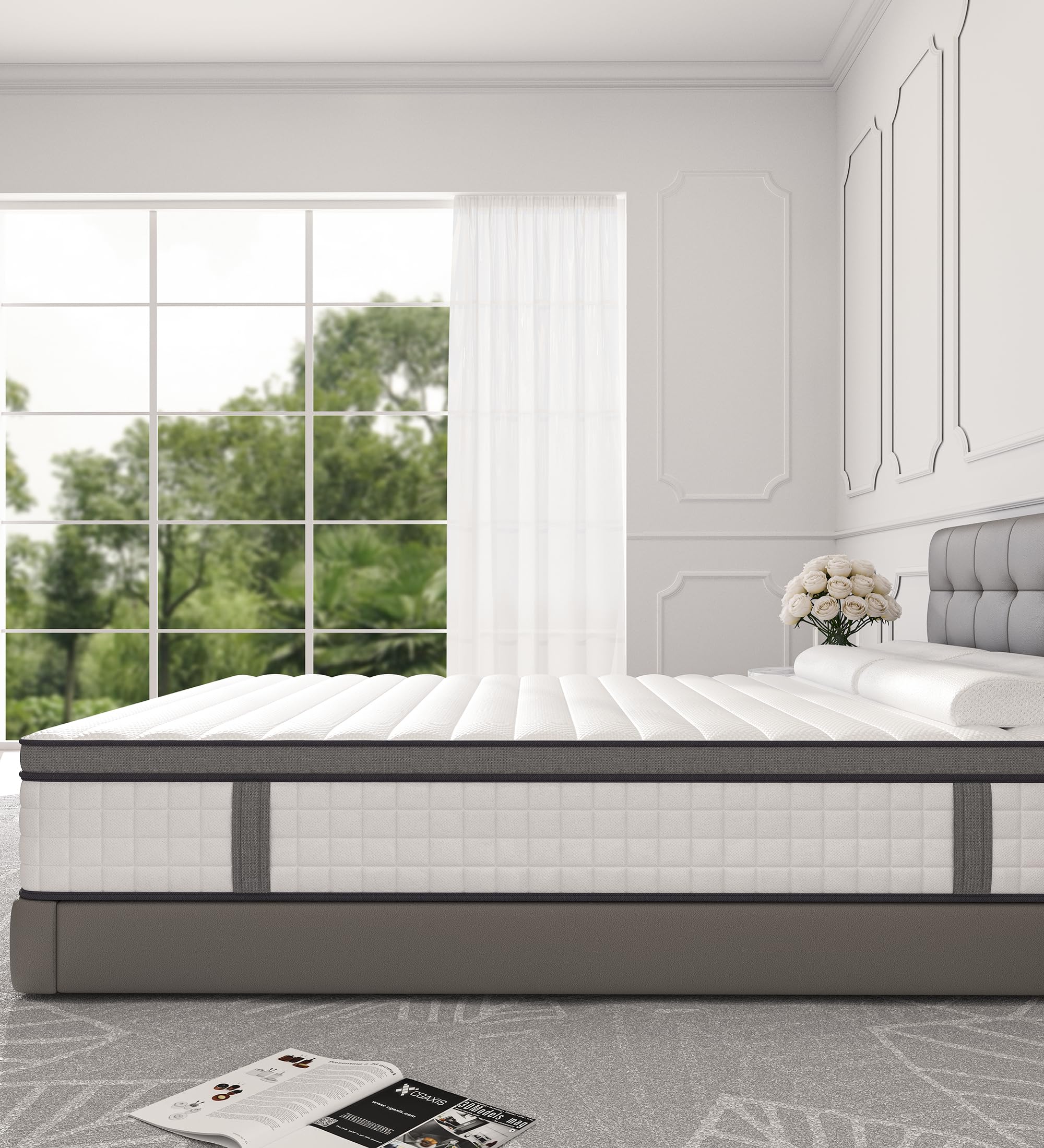 Queen Mattresses,12 Inch Queen Size Mattress in a Box,Memory Foam Hybrid White Mattress