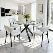39" Round Glass Dining Table Set for 4 - Modern 5-Piece Kitchen Set