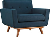 Engage Mid-Century Modern Upholstered Fabric Loveseat in Azure