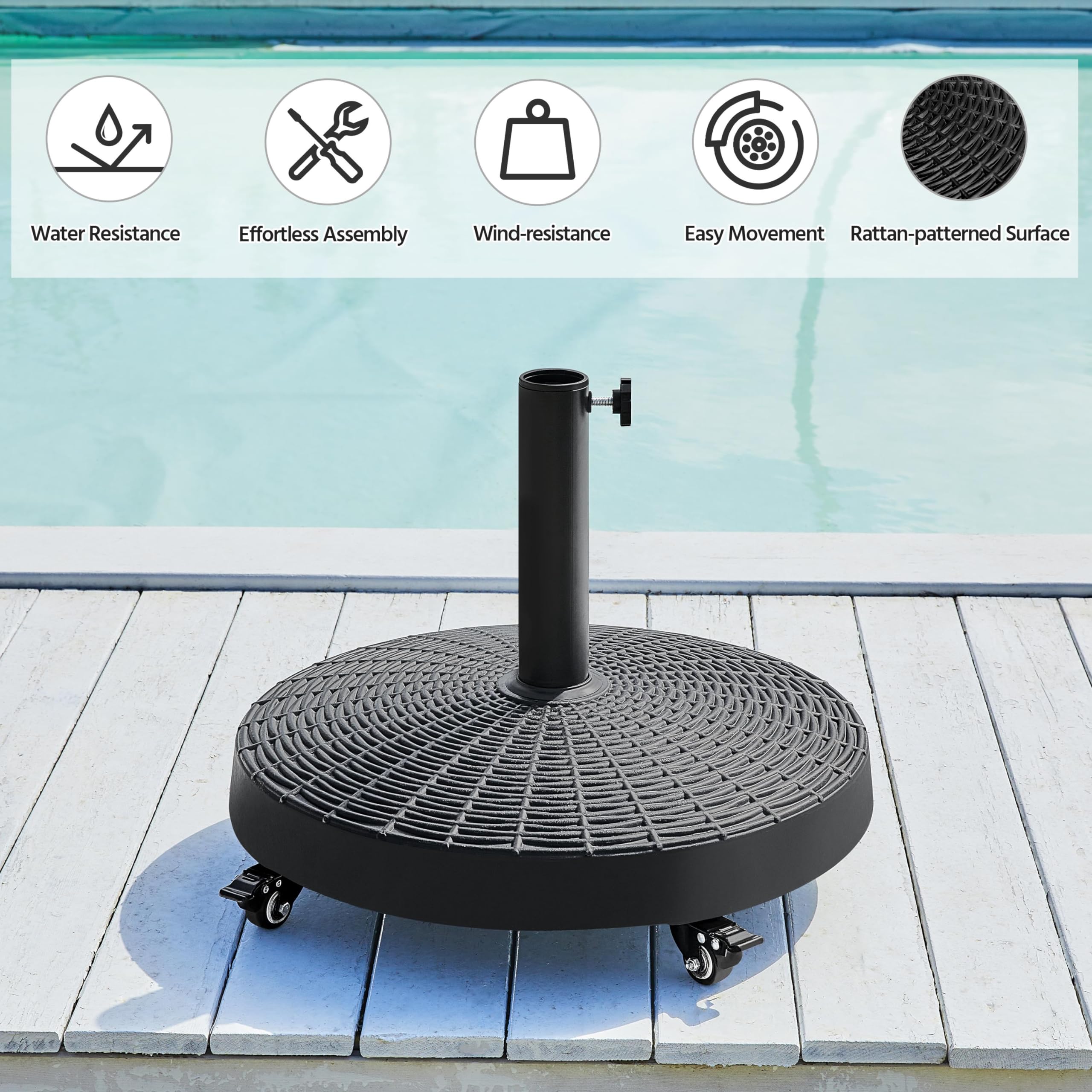 20.5" 55.7lbs Patio Umbrella Base Self-weight Heavy-Duty Resin Base Stand