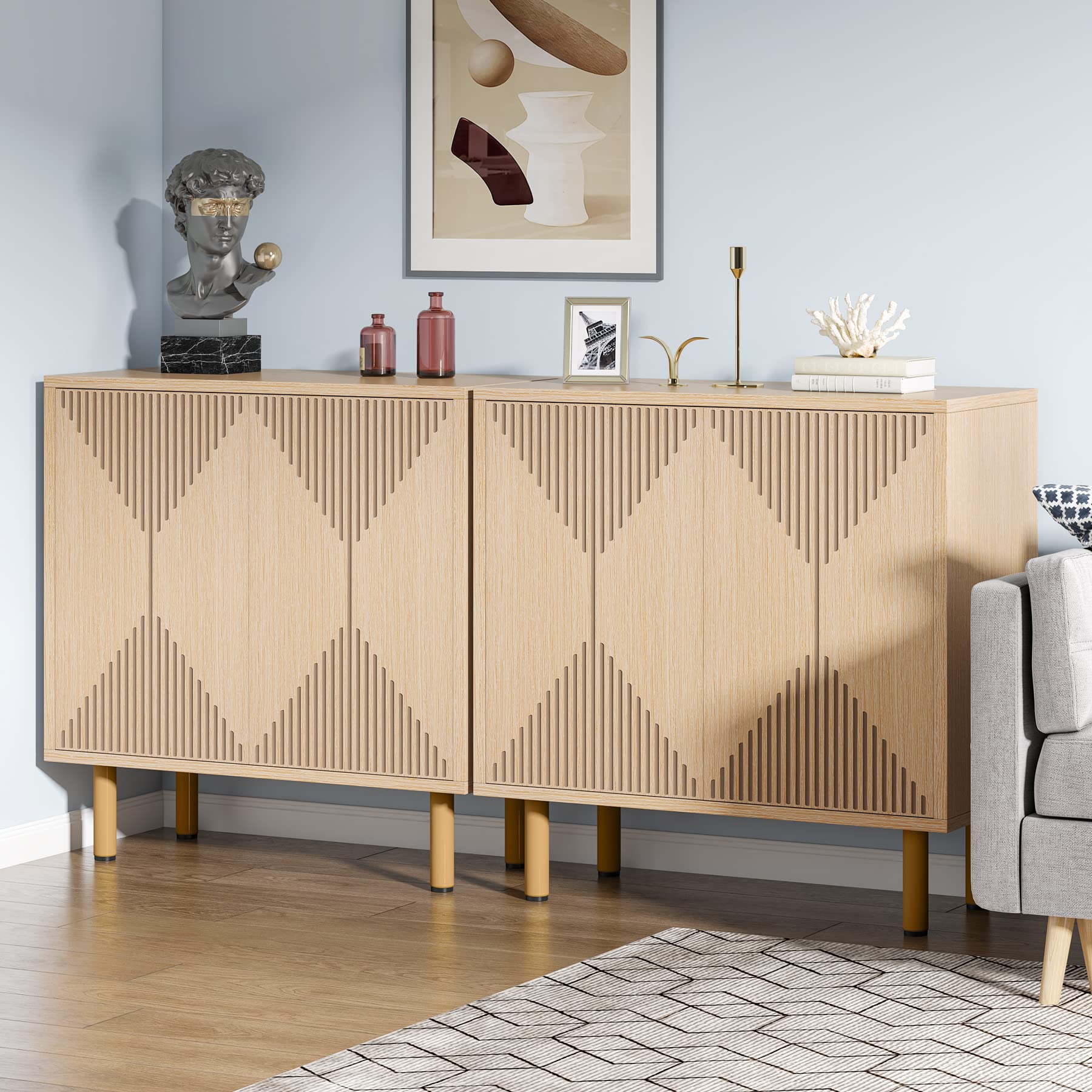 Modern Natural Storage Cabinet, Freestanding Floor Cabinet