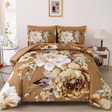 Khaki Comforter Set King Size 7 Pieces Floral Bed