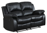 60" Bonded Leather Double Reclining Loveseat, Black