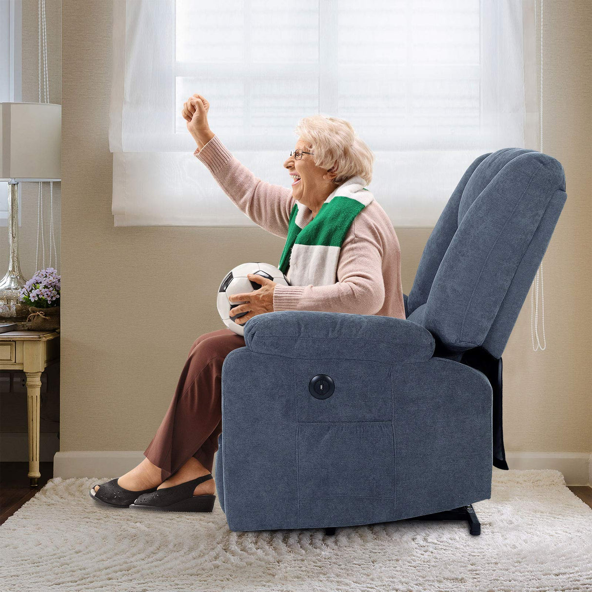 Power Lift Recliner Chair with Massage and Heat for Elderly, Microfiber