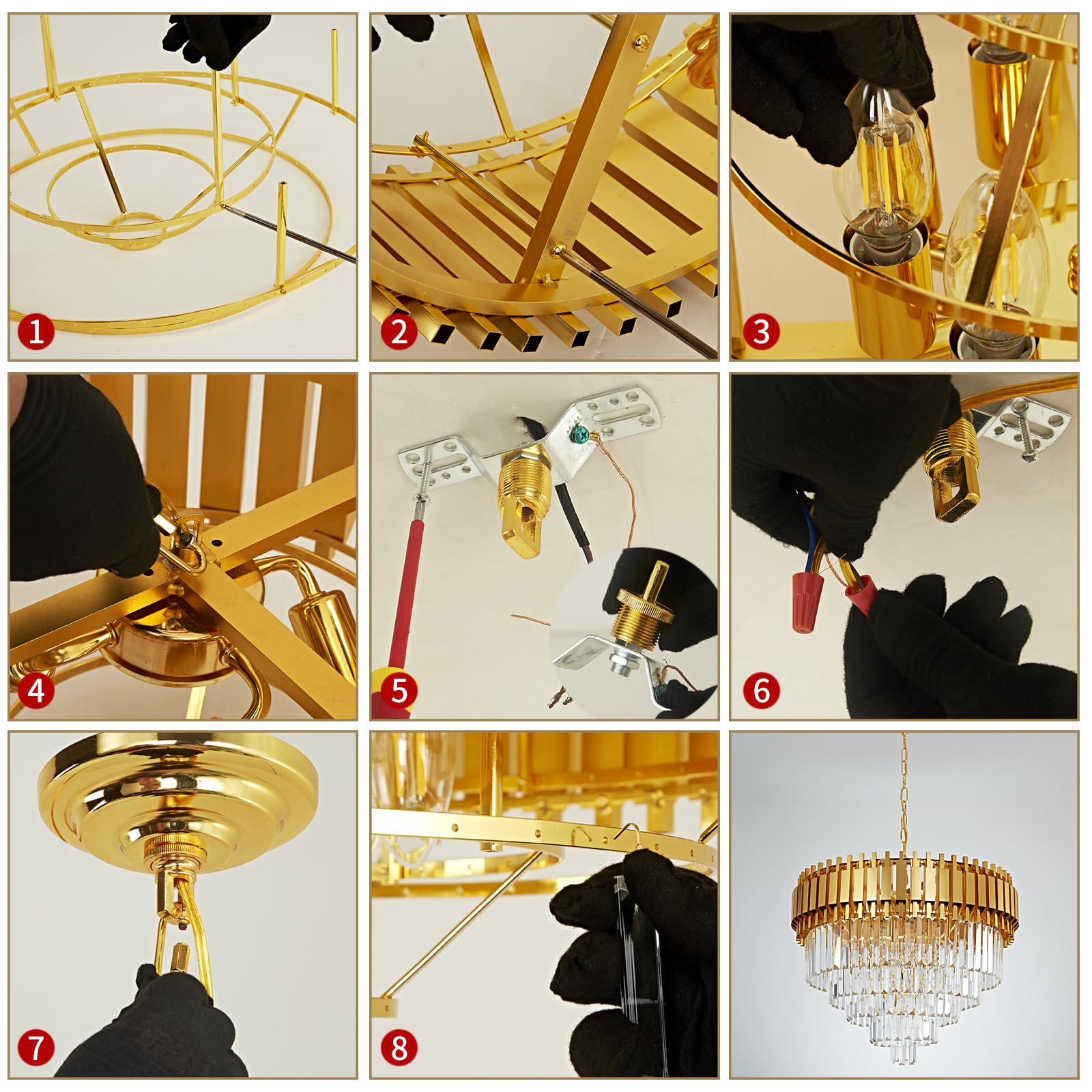 Modern Crystal Pendant Light Luxury Gold Crystal Chandelier Lights 5