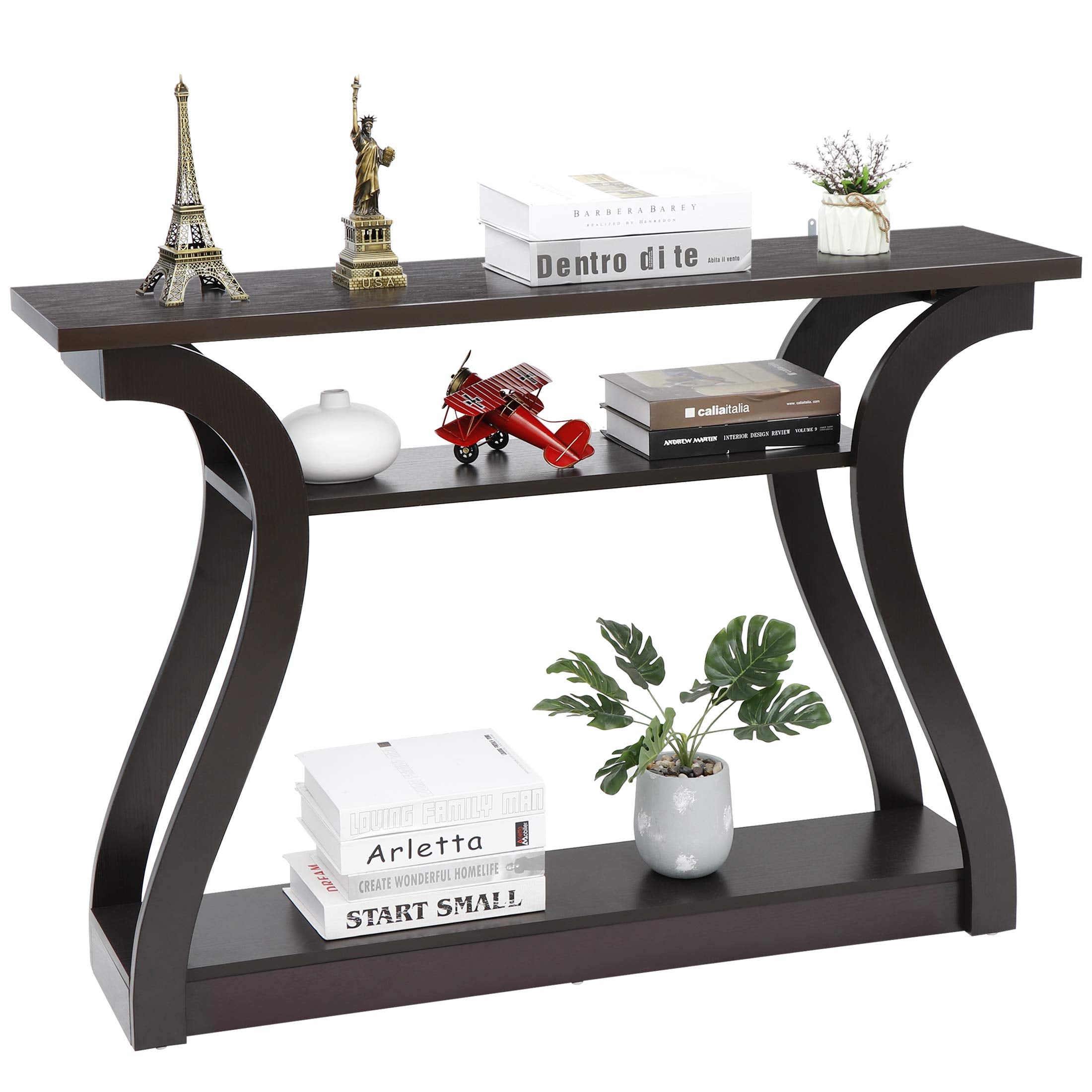 3 Tier Narrow Console Table Accent Sofa Table Wood Entryway Table Decorative Hallway