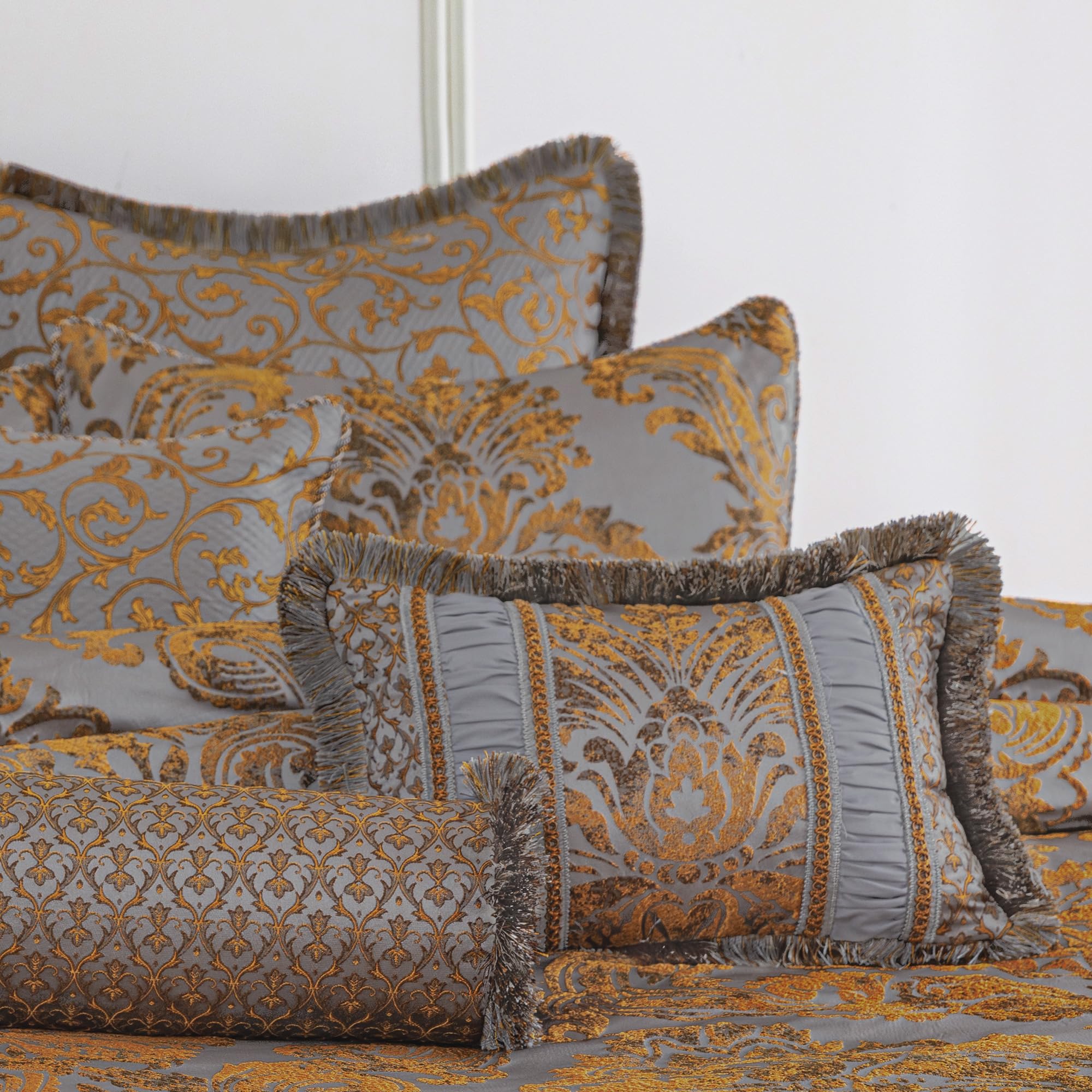 9-Piece King Comforter Set - European Jacquard Bedding with Shams & Bedskirt