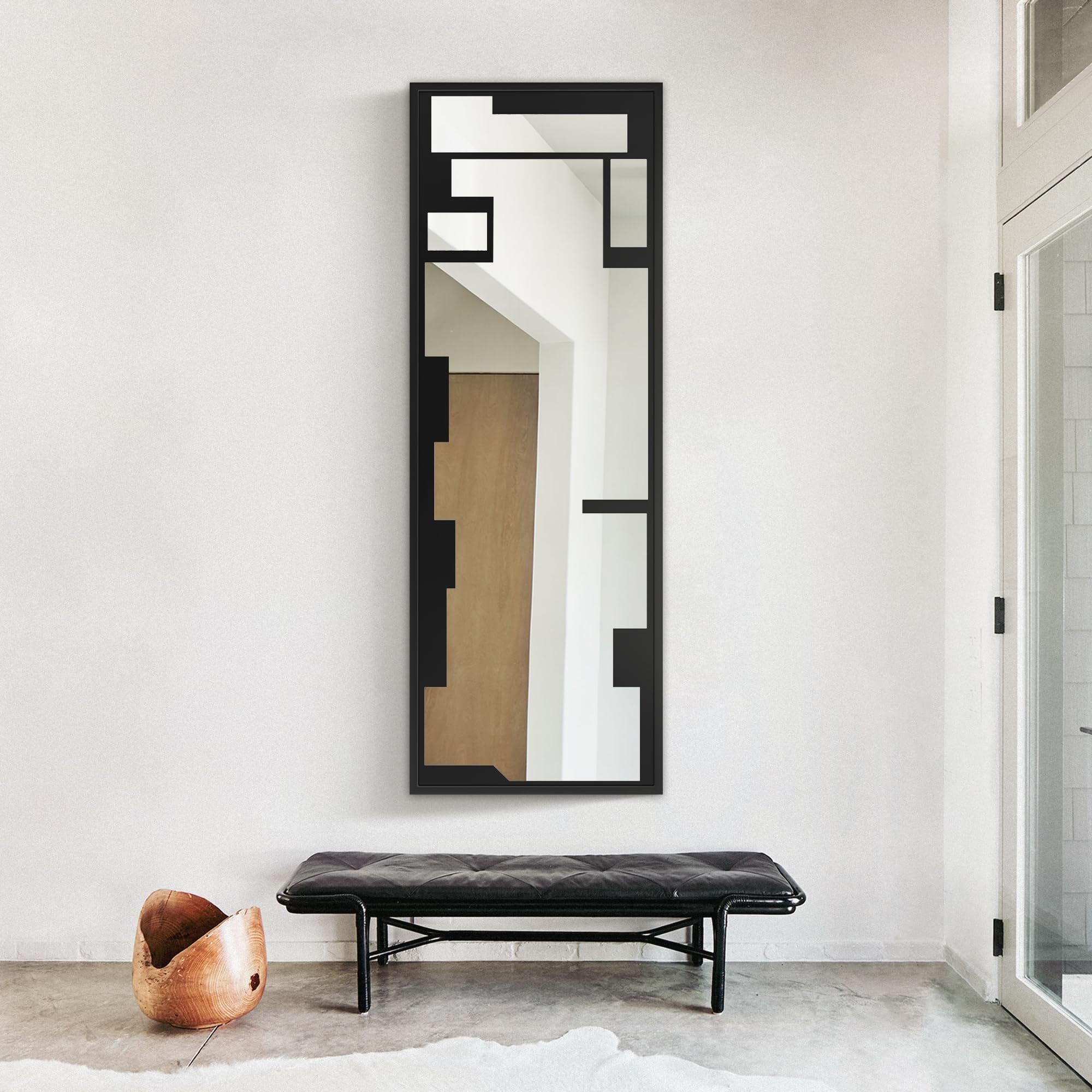 Wall Mirror, Full Length Floor Mirror, Mirror Decorative Wall Art with Geometric Graffiti