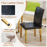 55" Black Dining Table Set for 6 with Golden Metal Legs