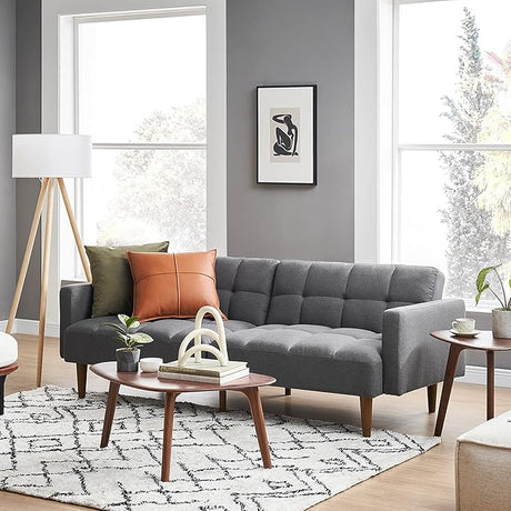 Aaron Futon Sofa Bed – Mid-Century Modern Sleeper Sofa, Small Loveseat Couch