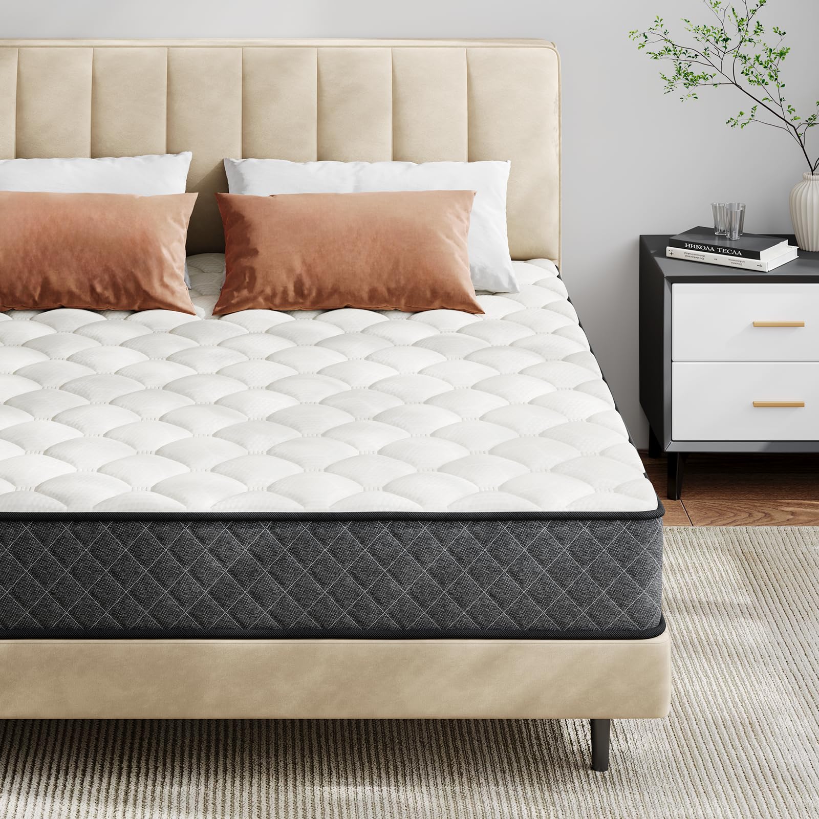 Twin Mattress,10 Inch Hybrid Mattress in a Box with Memory Foam