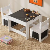 Kids Table and Chair Set, 3 in 1 Activity Table with Storage Desktop and Drawers