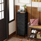 Black Tall Dresser for Bedroom, Storage Dresser Organizer with 6 Fabric Drawers