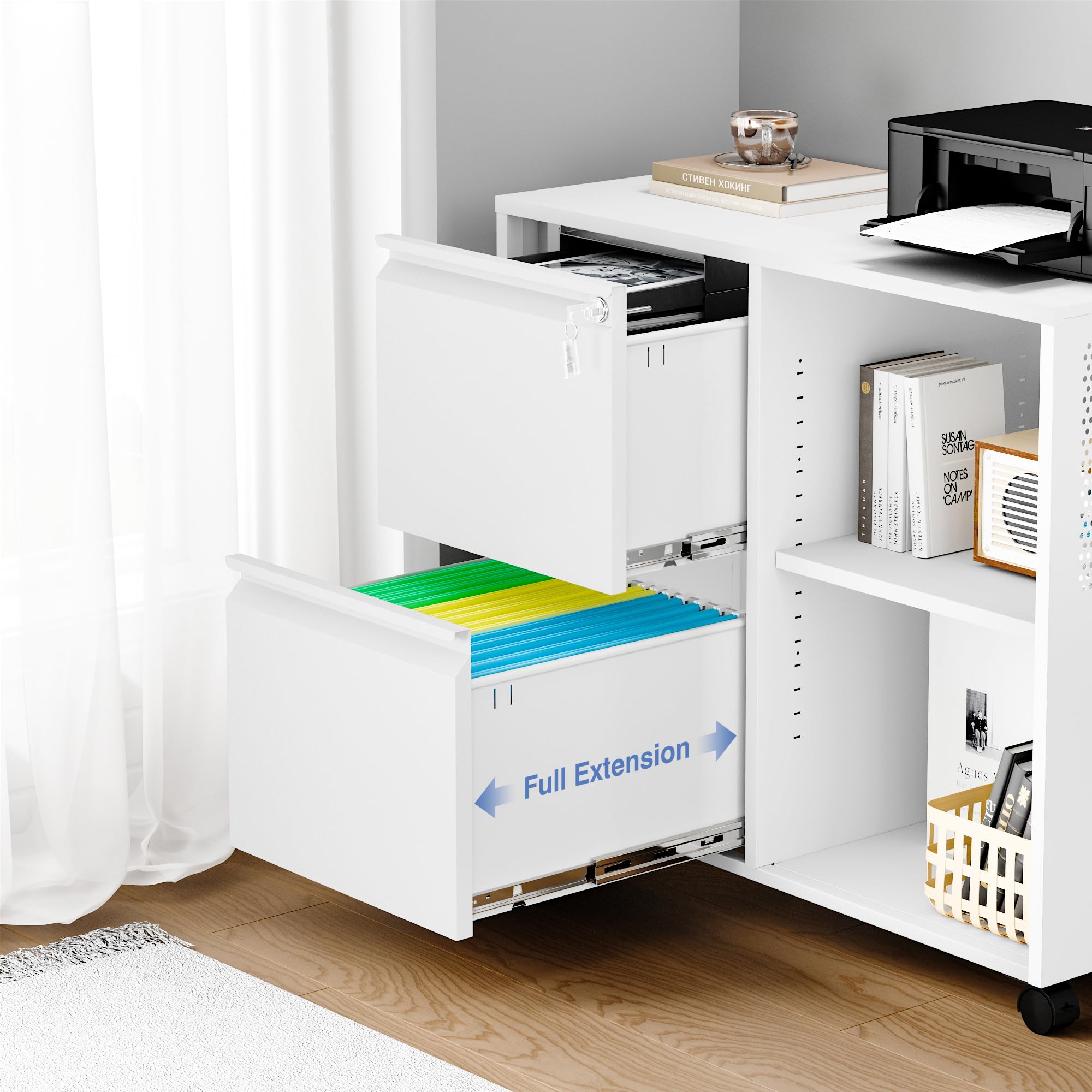 Metal File Cabinet,Lockable Lateral Filing Cabinet for Letter/Legal/A4 Size Files