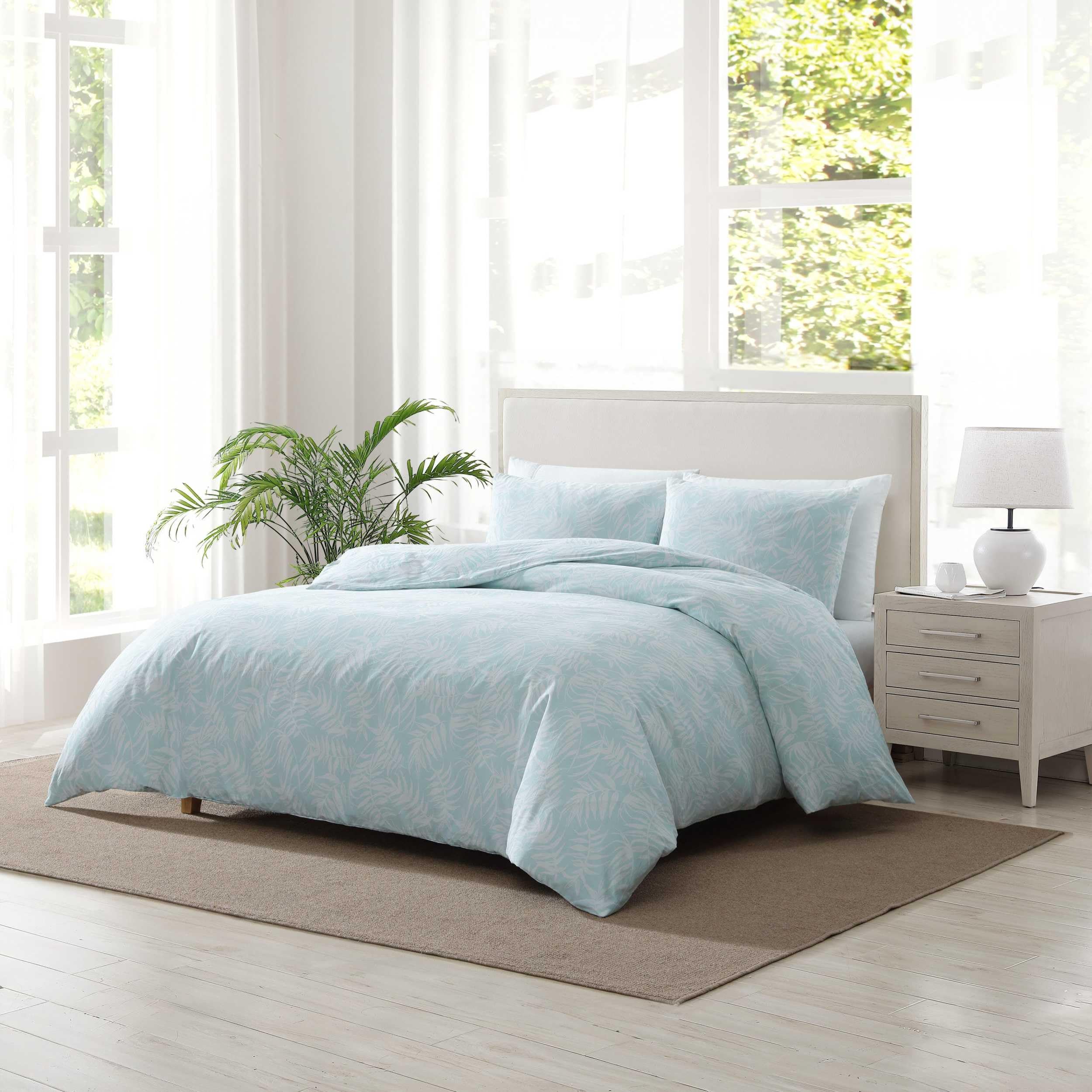 King Comforter Set - Art of Palms Blue with Matching Shams