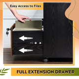 File Cabinet with Charging Station, 1 Drawer Rolling File Cabinet, Locking Filing Cabinet