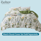 Queen Sheet Set 100% Percale Cotton Green Floral Bed Sheet Set Yellow Flower & Green