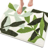 Leaf Bathroom Runner Rug 24x60 Non Slip Long Bathroom Rugs Green Extra Large Bath